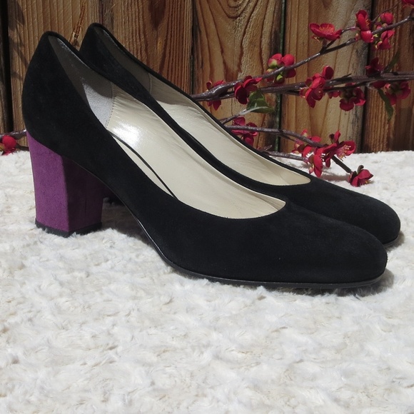 Nebuloni Shoes - *Nebuloni*8*Suede Black/Purple Heels*